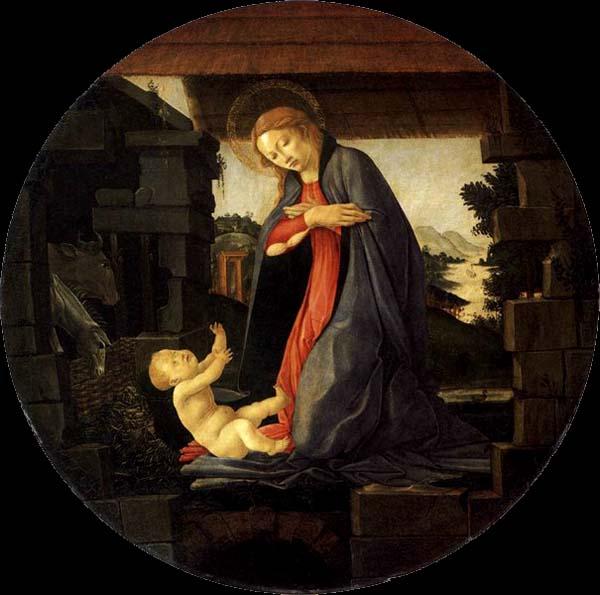 BOTTICELLI, Sandro The Virgin Adoring the Child France oil painting art